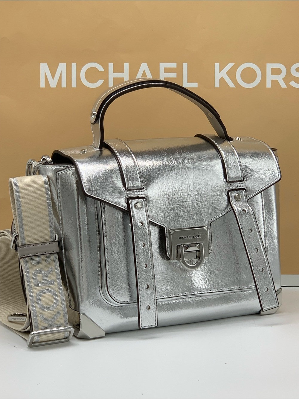 Michael Kors Silver Manhattan School Satchel